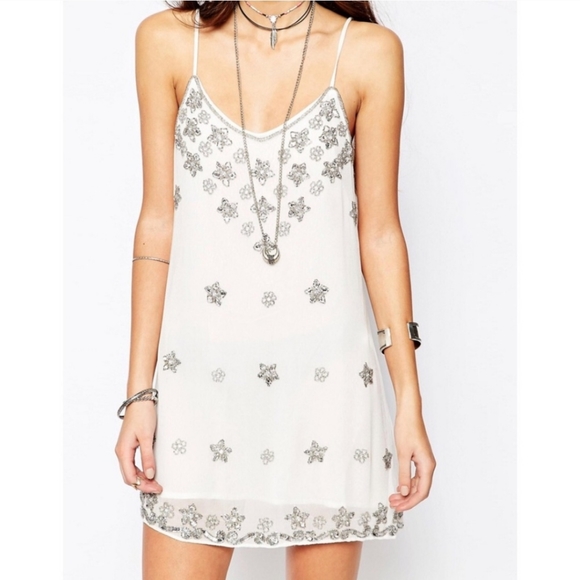 RAGA Dresses & Skirts - RAGA WHITE EMBELLISHED SLIP DRESS M